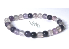 Fluorite purple-clear bracelet elastic natural stone, ball 6 mm / 16-17 cm, stone of geniuses