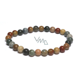 Jasper Ocean bracelet elastic natural stone, ball 6 mm / 16 - 17 cm, stone of positive energy