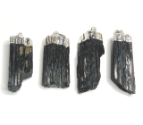 Tourmaline / Scoryl in metal pendant natural stone approx. 3,5 - 5 cm 1 piece, guardian of good mood