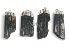 Tourmaline / Scoryl in metal pendant natural stone approx. 3,5 - 5 cm 1 piece, guardian of good mood