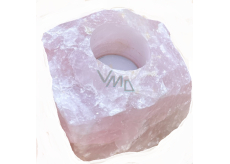 Rose quartz candlestick raw natural stone 110 x 110 x 60 mm 1 piece, stone of love