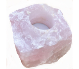Rose quartz candlestick raw natural stone 110 x 110 x 60 mm 1 piece, stone of love