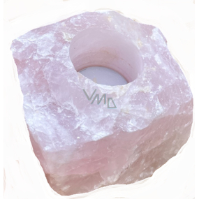 Rose quartz candlestick raw natural stone 110 x 110 x 60 mm 1 piece, stone of love