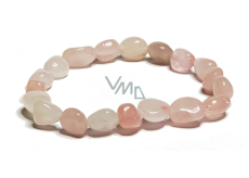 Rose bracelet elastic natural stone, stone 8 - 10 mm / 16 - 17 cm, love stone