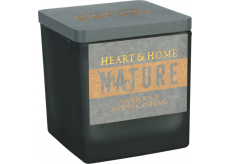 Heart & Home Nature Vanilla and light wood scented candle large glass, burning time up to 20 hours 90 g