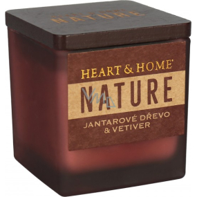 Heart & Home Nature Amber wood and vetiver scented candle large glass, burning time up to 20 hours 90 g