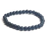 Agate black matte bracelet elastic natural stone, ball 6 mm / 16 - 17 cm, gives courage and strength