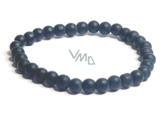 Agate black matte bracelet elastic natural stone, ball 6 mm / 16 - 17 cm, gives courage and strength