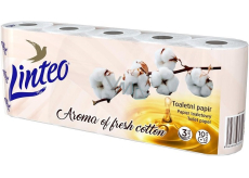 Linteo Premium Cotton Fresh Toilet paper with fresh cotton scent white 130 pieces 3 ply 15 m 10 pieces