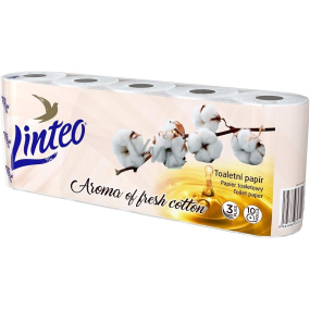 Linteo Premium Cotton Fresh Toilet paper with fresh cotton scent white 130 pieces 3 ply 15 m 10 pieces