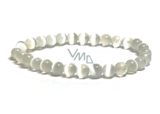 Selenite/Alabaster bracelet elastic natural stone, ball 6 mm / 16 - 17 cm, angelic energy