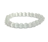 Selenite/Alabaster bracelet elastic natural stone, ball 8 mm / 16 - 17 cm, angelic energy