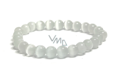 Selenite/Alabaster bracelet elastic natural stone, ball 8 mm / 16 - 17 cm, angelic energy