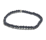 Goldstone blue Avanturine facet bracelet elastic, ball 4 mm / 16-17 cm, stone ambition