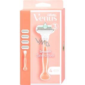 Gillette Venus Smooth Sensitive razor with 3 blades + 4 replacement heads for women