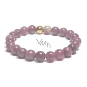 Tourmaline red bracelet elastic natural stone, ball 8 mm / 16-17 cm, guardian of good mood