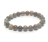 Jasper dark bracelet elastic natural stone, ball 8 mm / 16-17 cm, stone of positive energy