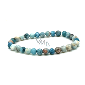 Larimar bracelet elastic natural stone, ball 6 mm / 16 - 17 cm, stone of mythical Atlantis