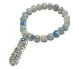K2 Azurite in Granite + Blue eye in feather bracelet elastic natural stone ball 8 mm / 16 - 17 cm