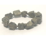 Pyrite iron bracelet elastic natural stone made of rounded stones 10 - 14 mm / 16 - 17 cm, master of self-confidence and abundance