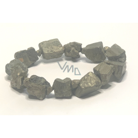 Pyrite iron bracelet elastic natural stone made of rounded stones 10 - 14 mm / 16 - 17 cm, master of self-confidence and abundance