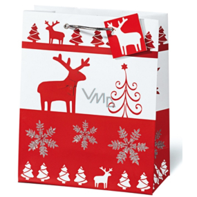 EP Line Gift paper bag 23 x 19 x 9 cm Christmas red with reindeer