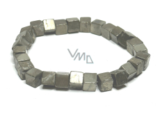 Pyrite bracelet elastic natural, cube 6 mm / 16-17 cm, master of self-confidence and abundance