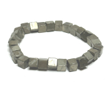 Pyrite bracelet elastic natural, cube 6 mm / 16-17 cm, master of self-confidence and abundance