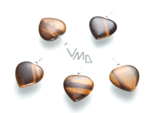 Tiger's Eye Heart Pendant natural stone, 2 cm 1 piece, stone of sun and earth, brings luck and wealth