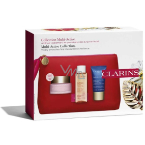 Clarins Multi-Active antioxidant day cream 50 ml + cleansing micellar water 50 ml + night revitalizing cream 15 ml + cosmetic bag, cosmetic set for women
