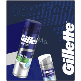 Gillette Soothing Sensitive shaving gel with aloe vera 200 ml + Hydrate & Soothes aftershave 50 ml, cosmetic set for men
