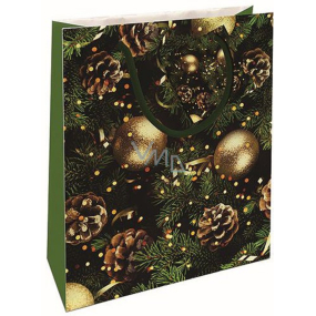 Nekupto Gift paper bag 23 x 18 x 10 cm Christmas flasks green