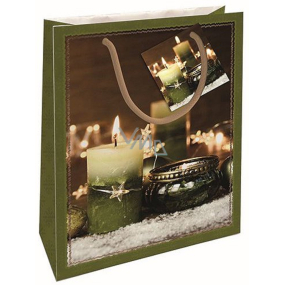 Nekupto Gift paper bag 23 x 18 x 10 cm Christmas candle green