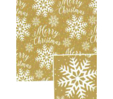 Nekupto Christmas gift wrapping paper 70 x 1000 cm Golden white snowflakes, inscription