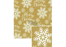 Nekupto Christmas gift wrapping paper 70 x 1000 cm Golden white snowflakes, inscription
