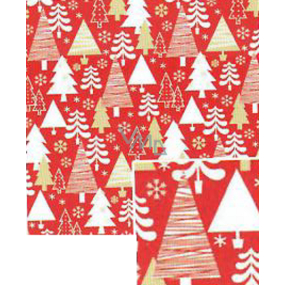 Nekupto Christmas gift wrapping paper 70 x 1000 cm Red white, golden trees