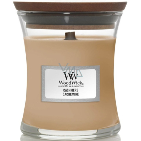 WoodWick Cashmere scented candle with wooden wick and lid glass small 85 g