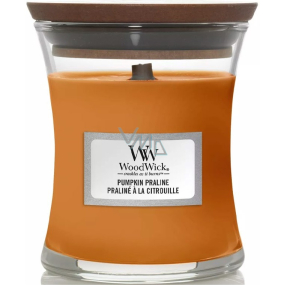 WoodWick Pumpkin Praline - Pumpkin delicacy scented candle with wooden wick and lid glass small 85 g