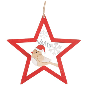 Star with bird for hanging Red 14 cm