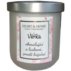 Heart & Home Fresh linen soy scented candle with Vera's name 110 g