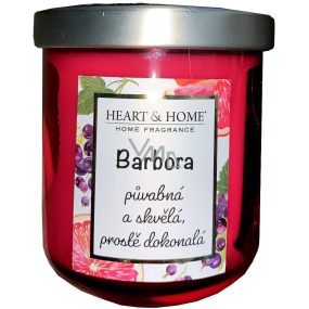 Heart & Home Fresh grapefruit and blackcurrant soy scented candle with the name Barbara 110 g