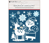 Christmas decorative stickers with glitter Santa and reindeer 18 x 23 cm
