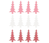 Wooden trees White, pink, red 4 cm 12 pieces in bag