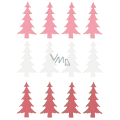 Wooden trees White, pink, red 4 cm 12 pieces in bag