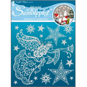 Christmas decoration sticker Angel with snow effect 18 x 18 cm