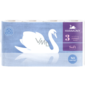 Harmony Soft White Unscented Toilet Paper 132 shreds 3 ply 8 pcs