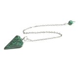 Malachite pendulum 2,5 cm + 18 cm chain with bead, wishing stone