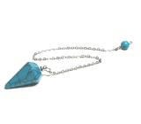 Tyrkenite blue pendulum 2,5 cm + 18 cm chain with bead, stone of young people, looking for a life goal