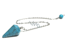 Tyrkenite blue pendulum 2,5 cm + 18 cm chain with bead, stone of young people, looking for a life goal