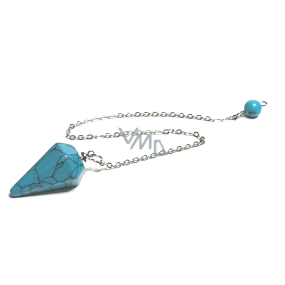 Tyrkenite blue pendulum 2,5 cm + 18 cm chain with bead, stone of young people, looking for a life goal